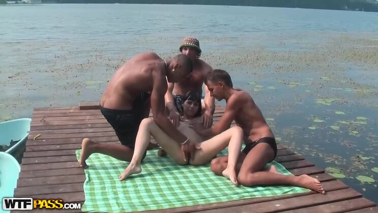 Outdoor Gangbang with Brunettes