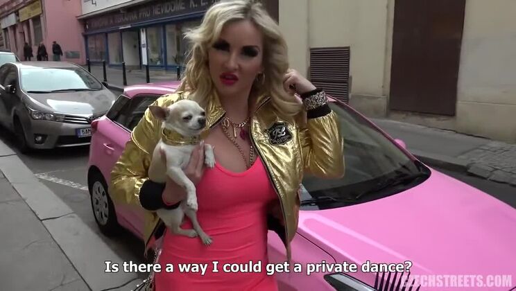 Blonde with Huge Tits on Czech Streets