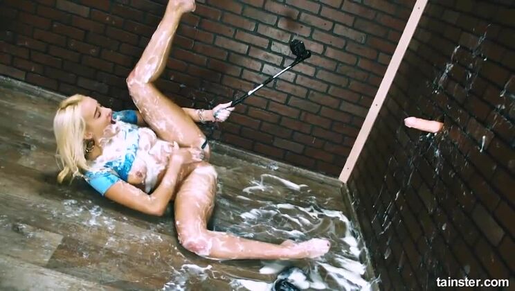 Drenched in Desire: Cum and Slime on Blonde