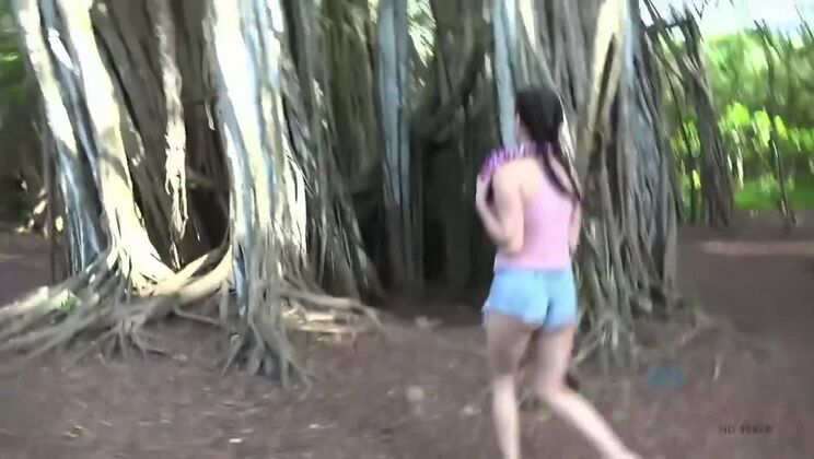 Hot Brunette Jade Amber Shaved & Fingered in Hawaii POV