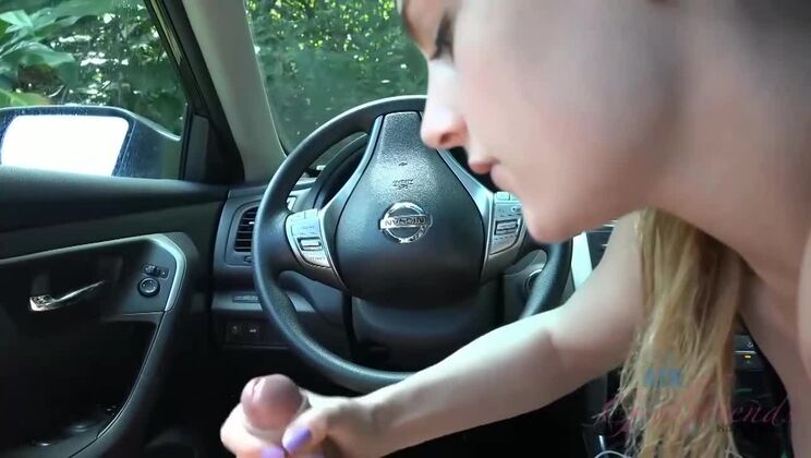[ATKGirlfriends] - Blonde Sydney Cole Sucks Cock from Passenger Seat - Sydney Cole