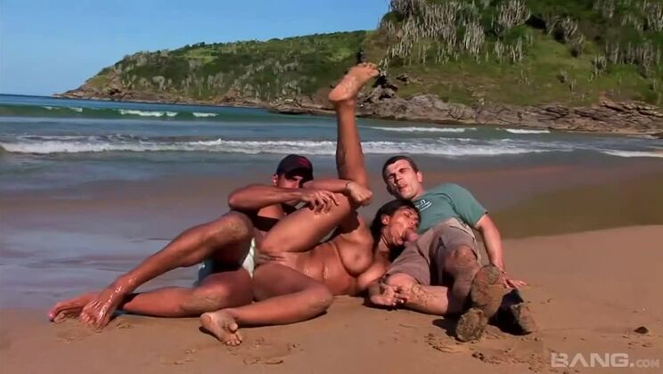 [BANG.com] - Tattooed Brunette's Beachside DP Experience