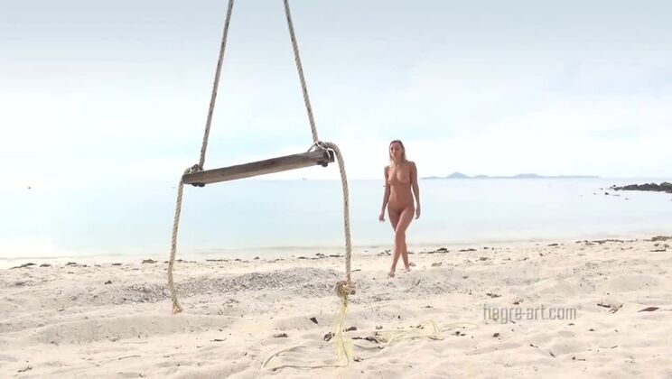 Hot Blonde Coxy Teases on the Beach