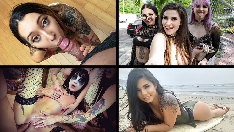[TeamSkeetSelects] - Inked and Jizzed - Honey Gold - Harlowe Blue - Indica Flower - Val Steele