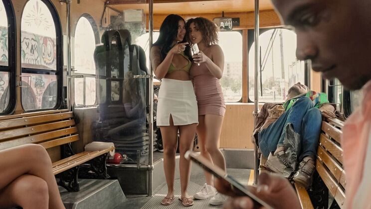 [RKPrime] - Black and Latina Threesome on a Bus