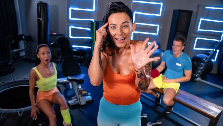 [FitnessRooms] - Pierced and Tattooed Babes in Big Cock Threesome
