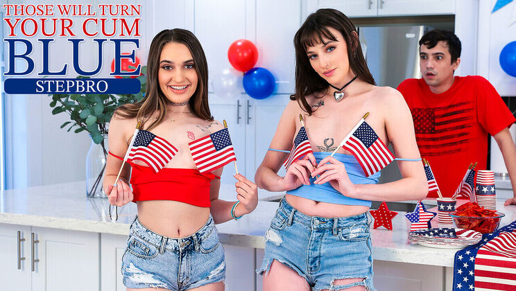 Stepbro's Cum Turns Blue with Sera and Lana's Help