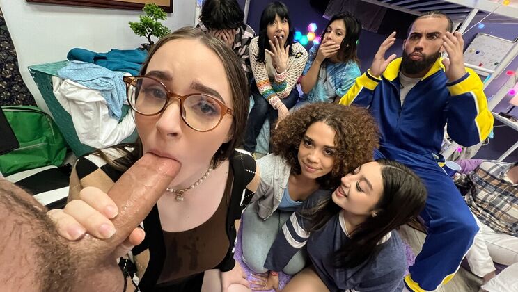 [DareDorm] - Blowjob Party with Amateur Sluts - Hazel Moore - Violet Gems - James Angel - Willow Ryder - Kai Jaxon