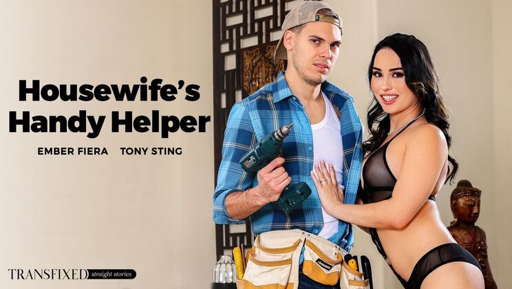 [Transfixed] - Housewife's Brunette Shemale Fucked - Tony Sting - Ember Fiera