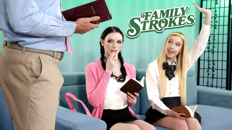 [FamilyStrokes] - Blonde Babes Bible Study Turns Wild - Will Pounder - Kallie Taylor - Celestina Blooms