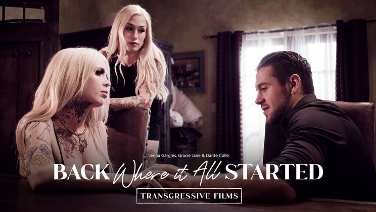 [Transfixed] - Tattooed Shemale and Blonde in a Threesome - Dante Colle - Jenna Gargles - Gracie Jane
