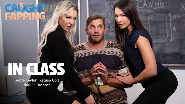 [CaughtFapping] - Lesbian Teachers Get Down - Nathan Bronson - Kenzie Taylor - Katrina Colt