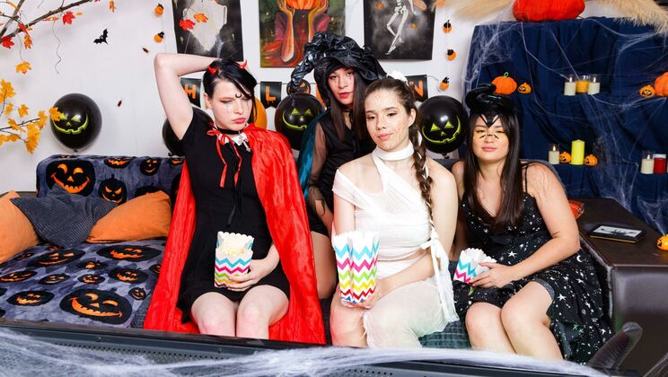 [ClubSweethearts] - Teen European Girls on Halloween - Cherry Black - Nice Viki - Amelia Ost - Roxy Muroy