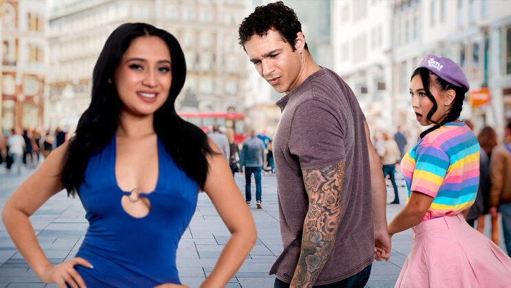 Kimmy Kimm and Ophelia Purr in Hot Threesome - Double Blowjob and Cum in Mouth