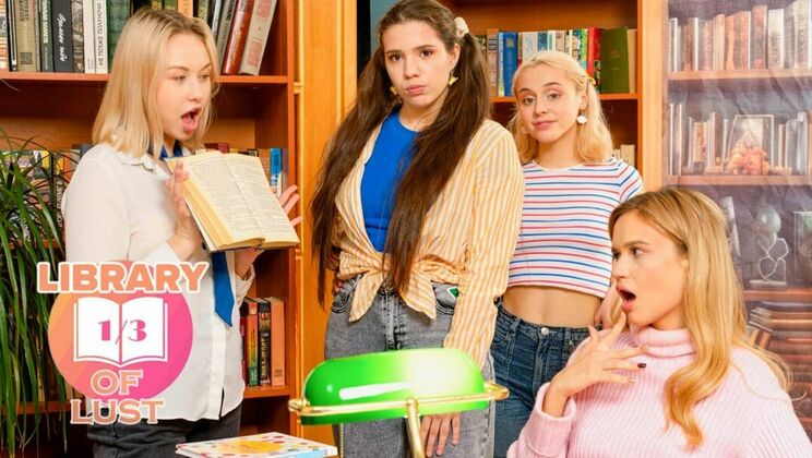 [ClubSweethearts] - Library of Lust: Blonde & Brunette Babes Go Wild - Sara Bork - Novella Night - Nice Viki - Molly Cute