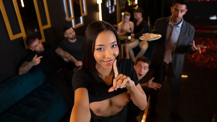 [RKPrime] - Enhanced Body Waitress Lia Lin Gags on Thick Dick - Jimmy Bud - Lia Lin