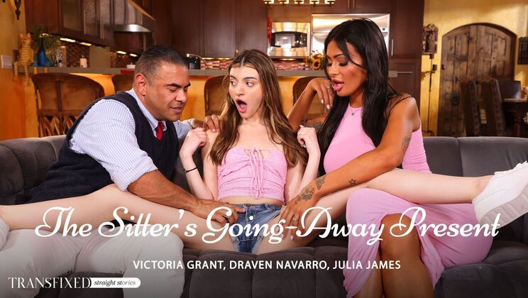 [Transfixed] - High Heels Babysitter Takes Double Blowjob & Ass to Mouth - Draven Navarro - Julia James - Victoria Grant