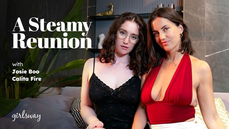 [Girlsway] - Steamy Lesbian Sex: Fingering and Licking Natural Tits - Calita Fire - Josie Boo